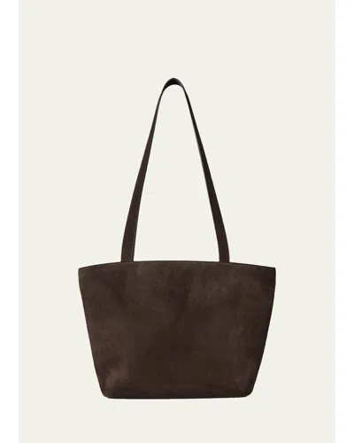The Row Parker Suede Tote Bag In Black