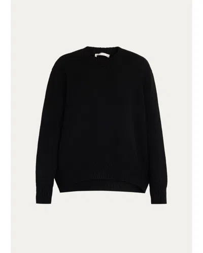 The Row Parth Cashmere Oversized Crewneck Sweater In Black