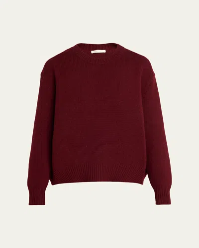 The Row Parth Cashmere Oversized Crewneck Sweater In Burgundy Melange