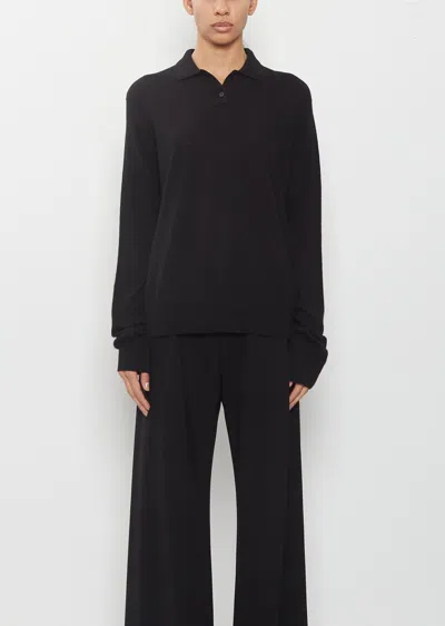 The Row Pashi Cashmere Polo Sweater In Black