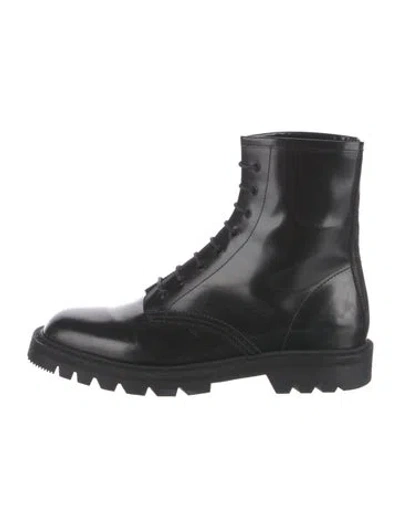 Pre-owned The Row Patent Leather Combat Boots In Black