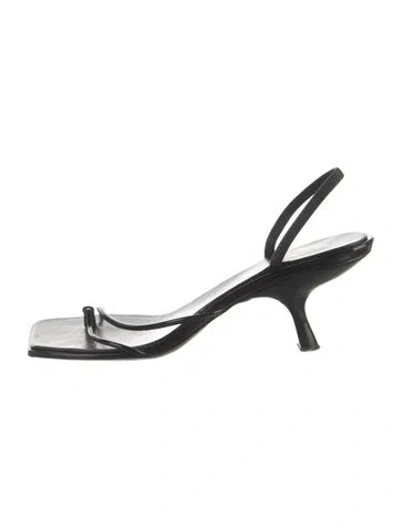 Pre-owned The Row Patent Leather Slingback Sandals In Black