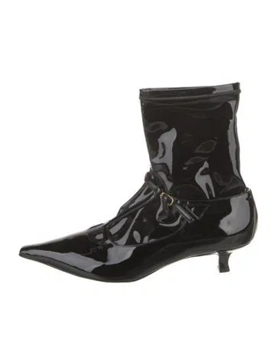 Pre-owned The Row Patent Leather Sock Boots In Black