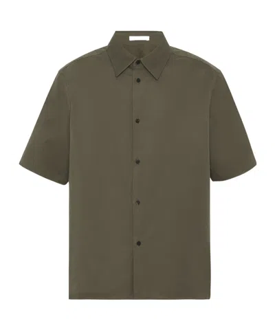 The Row Patrick Cotton Cashmere Shirt In Green
