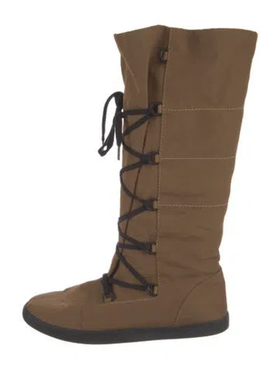 Pre-owned The Row Patty Boot Nylon Lace-up Boots In Green
