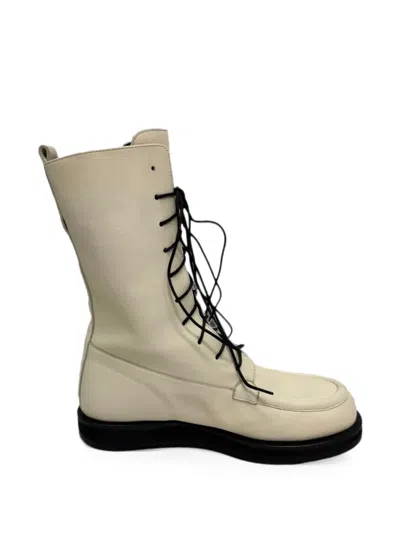 Pre-owned The Row Patty Lace-up Combat Boots In White
