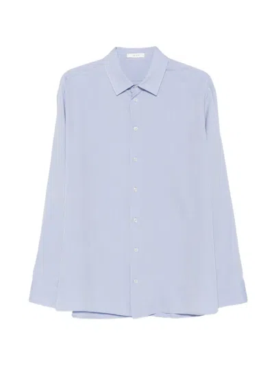 The Row Paxon Long-sleeve Button-up Shirt In Blue