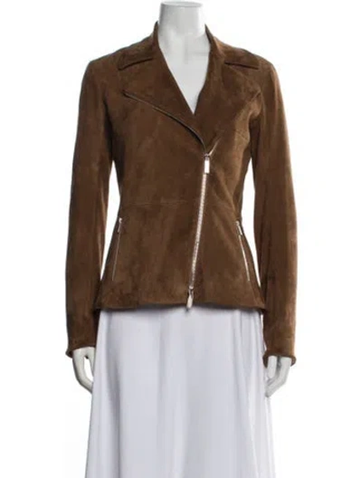 Pre-owned The Row Paylee Suede Biker Jacket In Brown