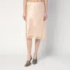 The Row Irene Silk Satin Midi Skirt W/ Lace In Orange