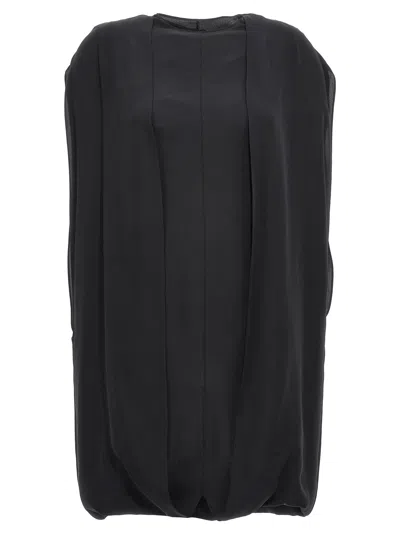 The Row Draped Silk Mini Dress In Black