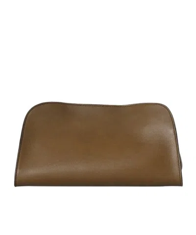 The Row Peggy Clutch In Brown