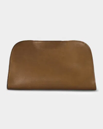 The Row Peggy Clutch Shoulder Bag In Saddle Leather In Brown