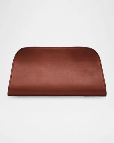 The Row Peggy Clutch Shoulder Bag In Saddle Leather In Burgundy