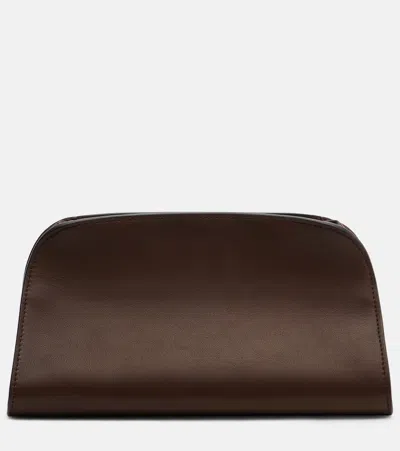 The Row Peggy Leather Shoulder Bag In Brown