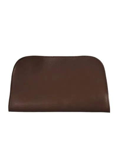 The Row Peggy Leather Shoulder Bag In Brown