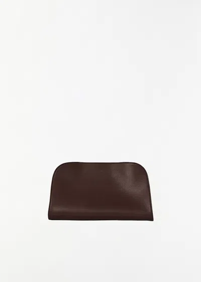 The Row Peggy Saddle Leather Clutch In Burgundy