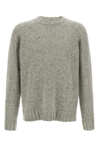 The Row Textured Knit Crew Neck Long Sleeve Sweater In Gray