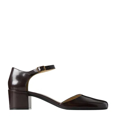 The Row Penelope Ankle-strap Leather Pumps In Brown
