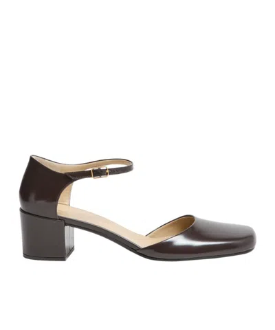 The Row Penelope Ankle Strap Pumps In Leather In Brown