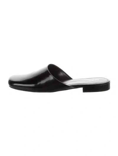 Pre-owned The Row Penelope Flat Mule Leather Mules In Black