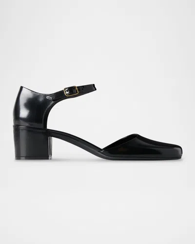 THE ROW PENELOPE LEATHER ANKLE-STRAP PUMPS