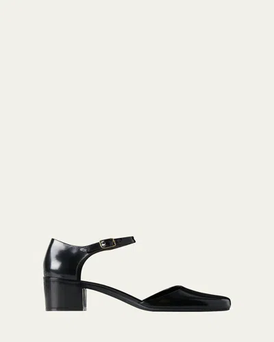The Row Penelope Leather Ankle-strap Pumps In Black