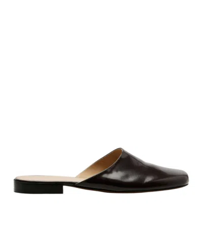 The Row Penelope Leather Mules In Black