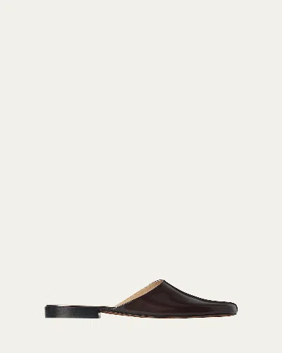 The Row Penelope Leather Mules In Brown