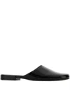 The Row Penelope Leather Pointed Toe Slippers In Black