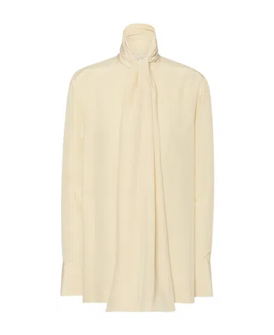 The Row Peony Long-sleeved Blouse In Brown