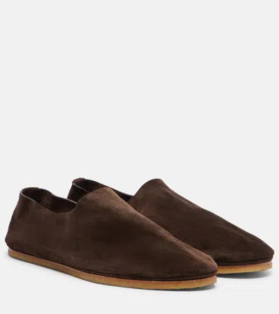 The Row Perrick Suede Ballet Flats In Brown