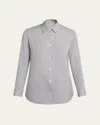 The Row Petra Striped Silk Poplin Button-down Shirt In Blue