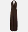 The Row Pharao Gathered Jersey Crêpe Gown In Brown