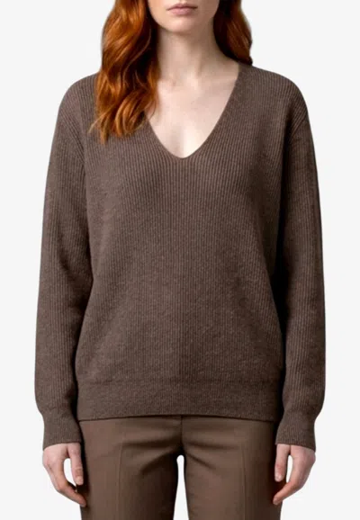 The Row Phef V-neck Sweater In Brown