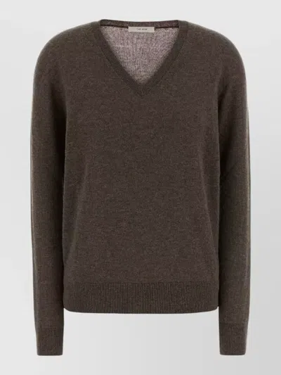 The Row Phora Cashmere V Neck Sweater Knitwear In Brown