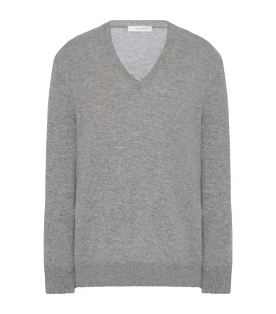 The Row Phora Cashmere V-neck Sweater In Grey