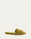 The Row Pillow Cozy Cotton Open-toe Slippers In Green
