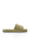 The Row Khaki Pillow Slippers In Sage Green