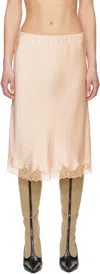 The Row Irene Silk Satin Midi Skirt W/ Lace In Lph Light Peach