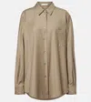 The Row Pino Virgin Wool Shirt In Brown