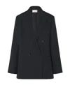 The Row Pinstripe-pattern Double-breasted Blazer In Black