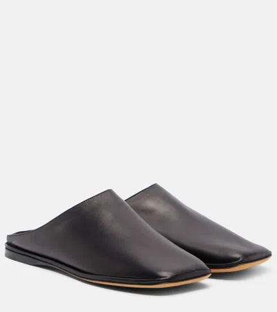 The Row Piper Leather Mules In Black