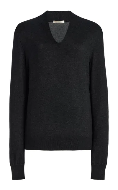 The Row Piro Cashmere-silk Sweater In Grey