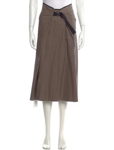 Pre-owned The Row Plaid Print Midi Length Skirt In Neutral