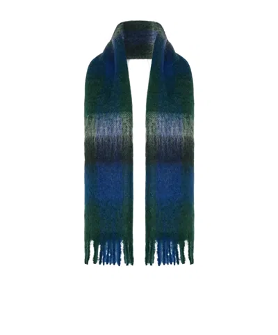 The Row Plaid Scarf In Blue