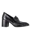 The Row Pleated Loafer Pumps In Black Leather In Black