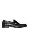 The Row Soft Leather Flat Loafers In Black