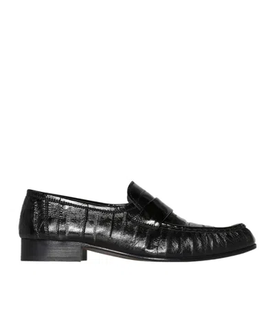 The Row Pleated Loafers In Black