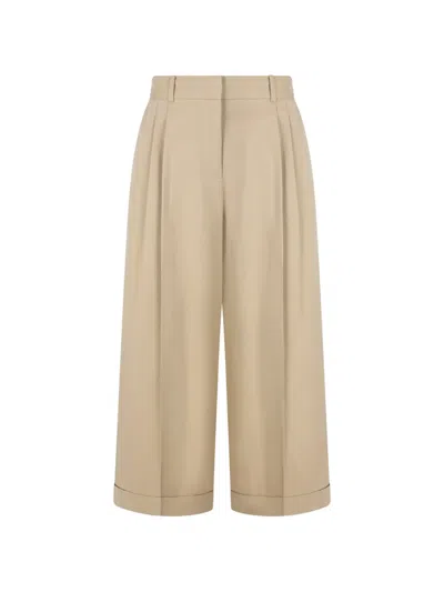 The Row Pleated Twill Trousers In Neutral