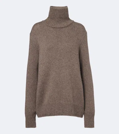 The Row Plira Cashmere Turtleneck Sweater In Brown